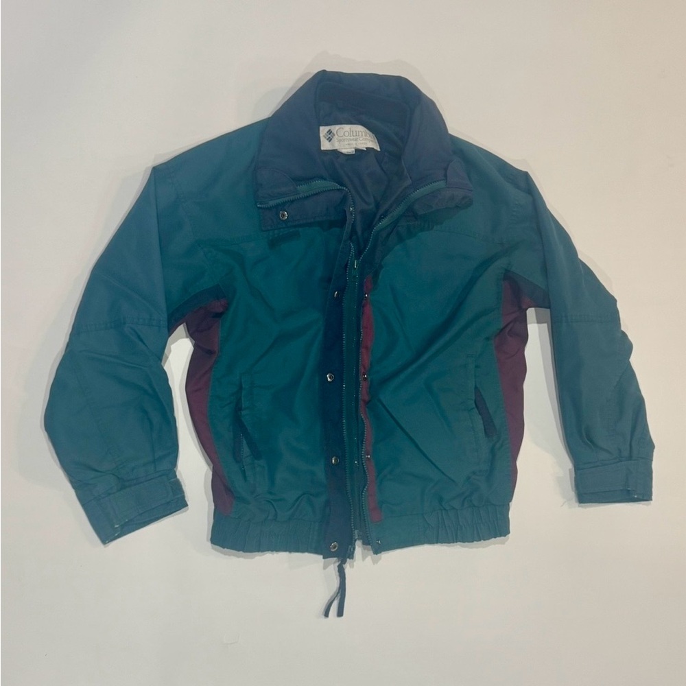 Vintage Columbia Women’s Medium Jacket Teal Purple‎ Windbreaker Made in Korea
